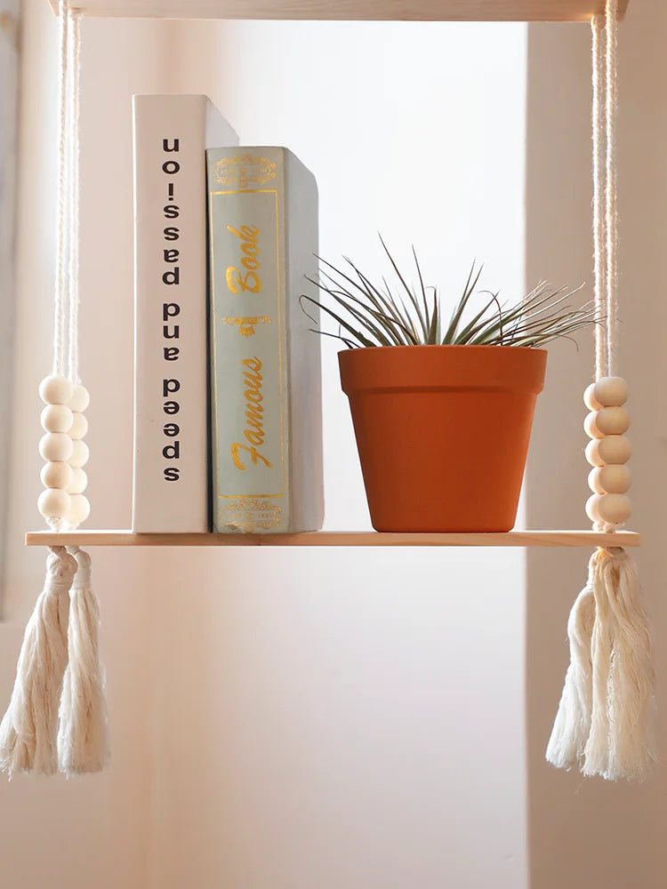 Wooden Storage Rack Wall Hanging Shelves Plant Floating Wall Shelf Rustic Wood Shelves
