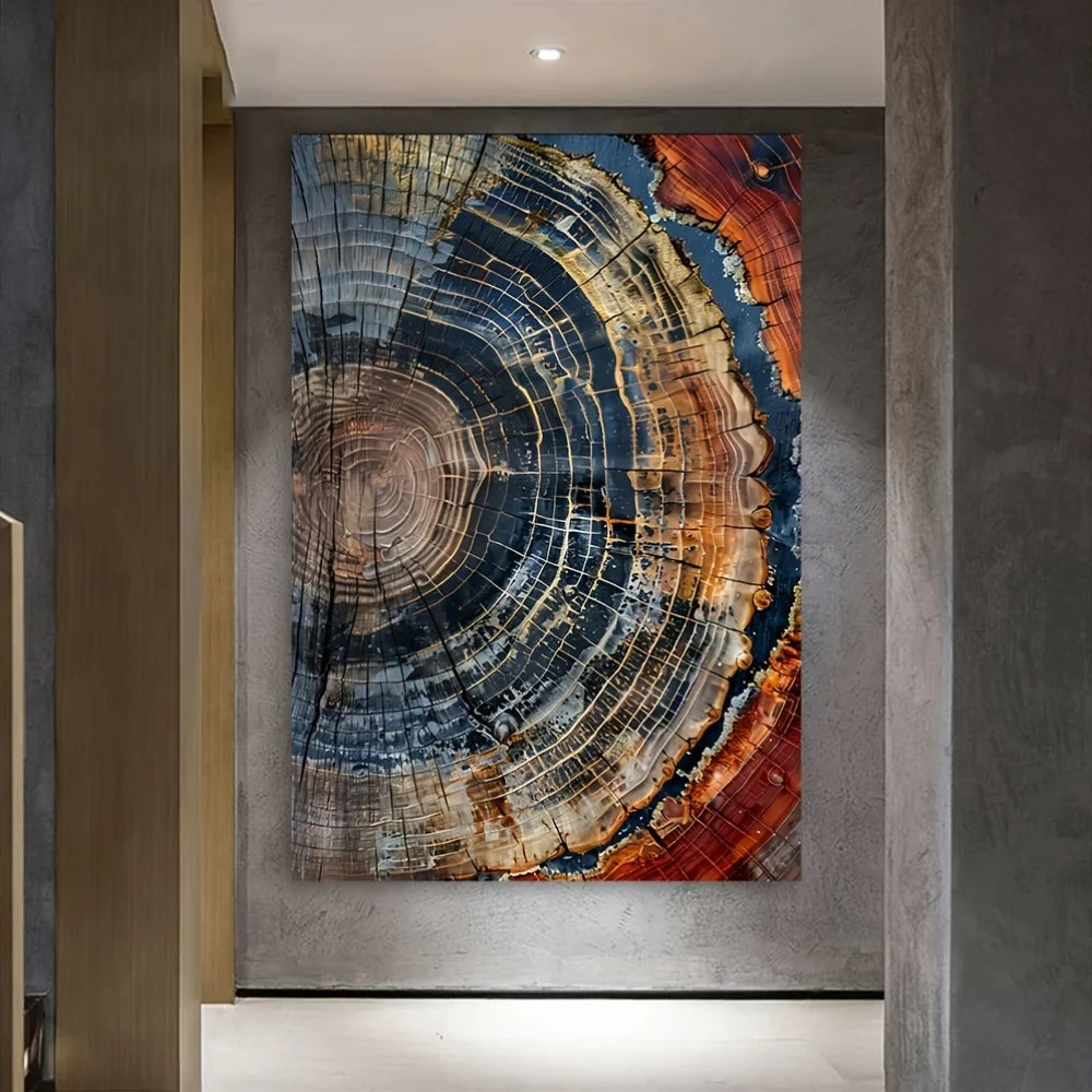Abstract tree ring canvas art print,31.49x47.24 inch frameless modern wall hanging decoration