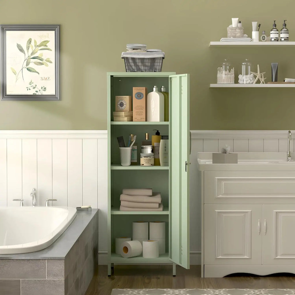 Lockable Metal Storage Cabinet with Removable Shelves