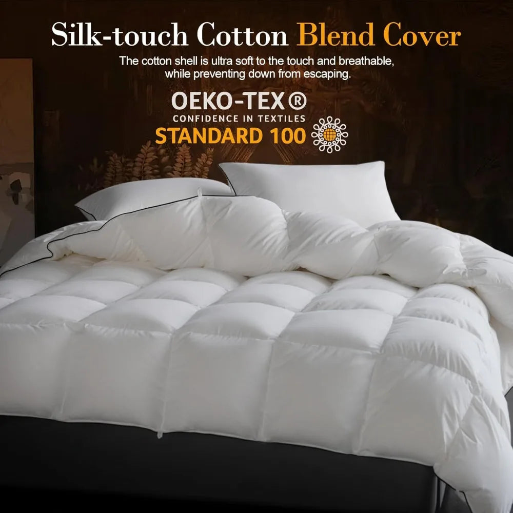 Luxurious Queen Size down Fiber Comforter 54 Oz High All Seasons  Duvet Insert for Cozy Nights