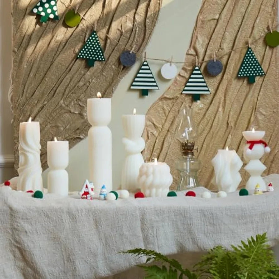 7-Pack Pillar Candles - Soy Wax Handmade Ribbed Candles