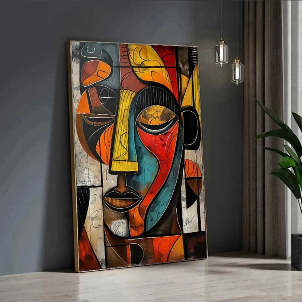 Modern abstract African art canvas print, frameless wall art LARGE