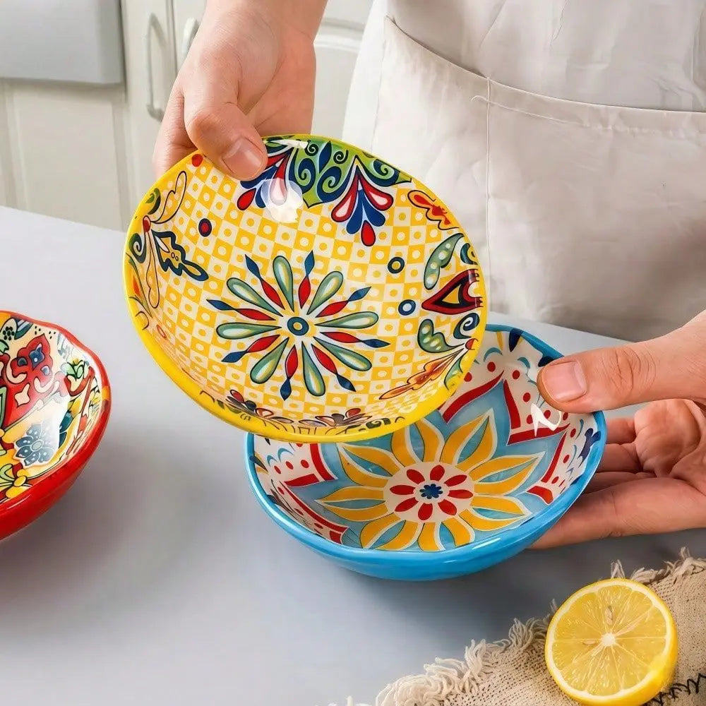 6pcs Bohemian Ceramic Small Dish 4.5 Inch - Multi-Use