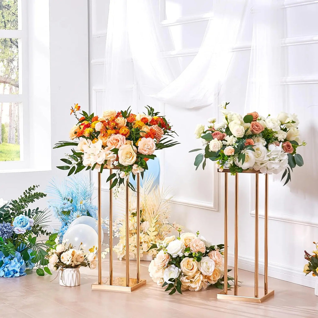 8Pcs Gold 23.6inch Flower Vases Rectangular Centerpiece Display
