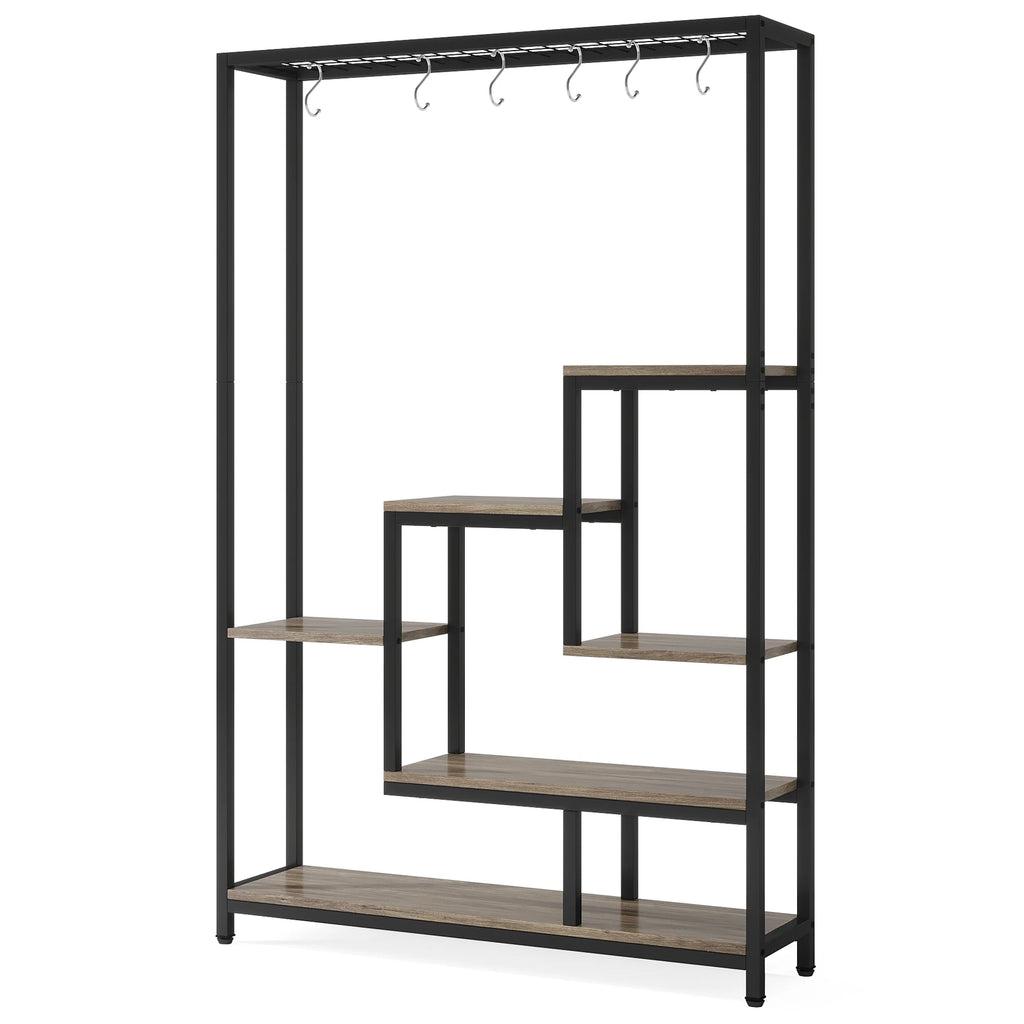 Tribesigns 5 Tiers Tall Indoor Metal Plant Stand 70.9 inches 10 PC S Hanging Hooks for Garden