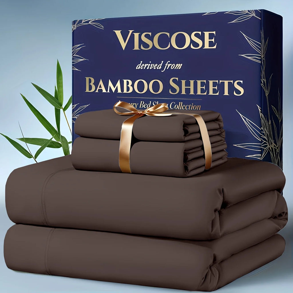 4pcs Bamboo Cooling Bedding - Extra Deep Pocket Breathable And Cooling  Sheet And Fitted Sheet -