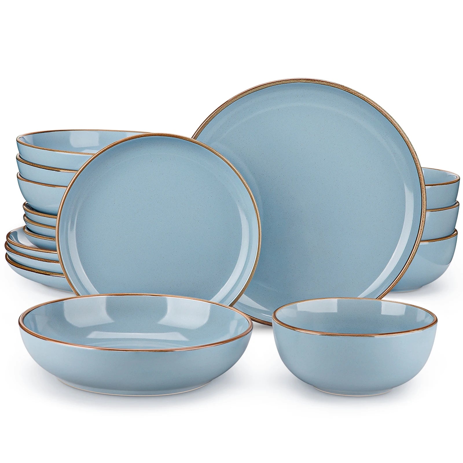 16/32 Piece Ceramic Glaze Tableware Set with Dinner/Dessert/Soup Plate/Bowl  For 4/8 Person 4 Color Optional