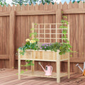 47'' Wooden Raised Garden Bed with Trellis, Countryside Style Elevated Planter Stand with Open Storage Shelf