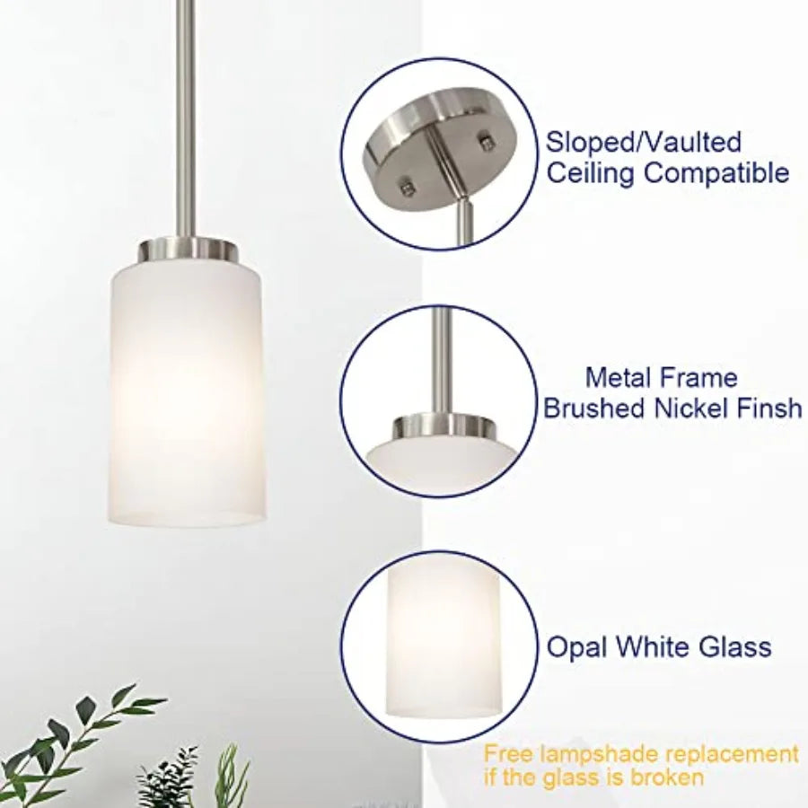 Farmhouse Chandelier Pendant Light Fixtures with Opal White Shades Hanging Ceiling Pendant Lighting