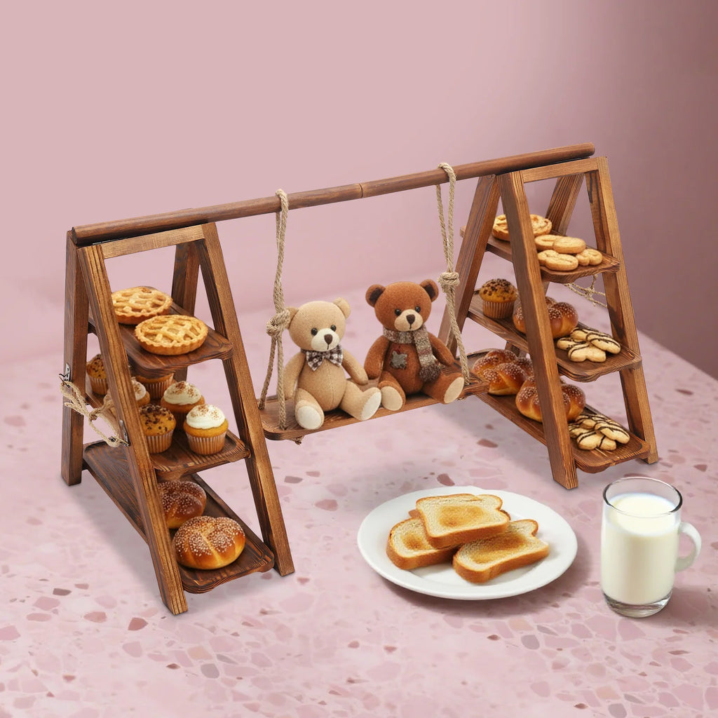 3-Tier Wooden Cake Stand Tray, Dessert Cakes Serving Tray