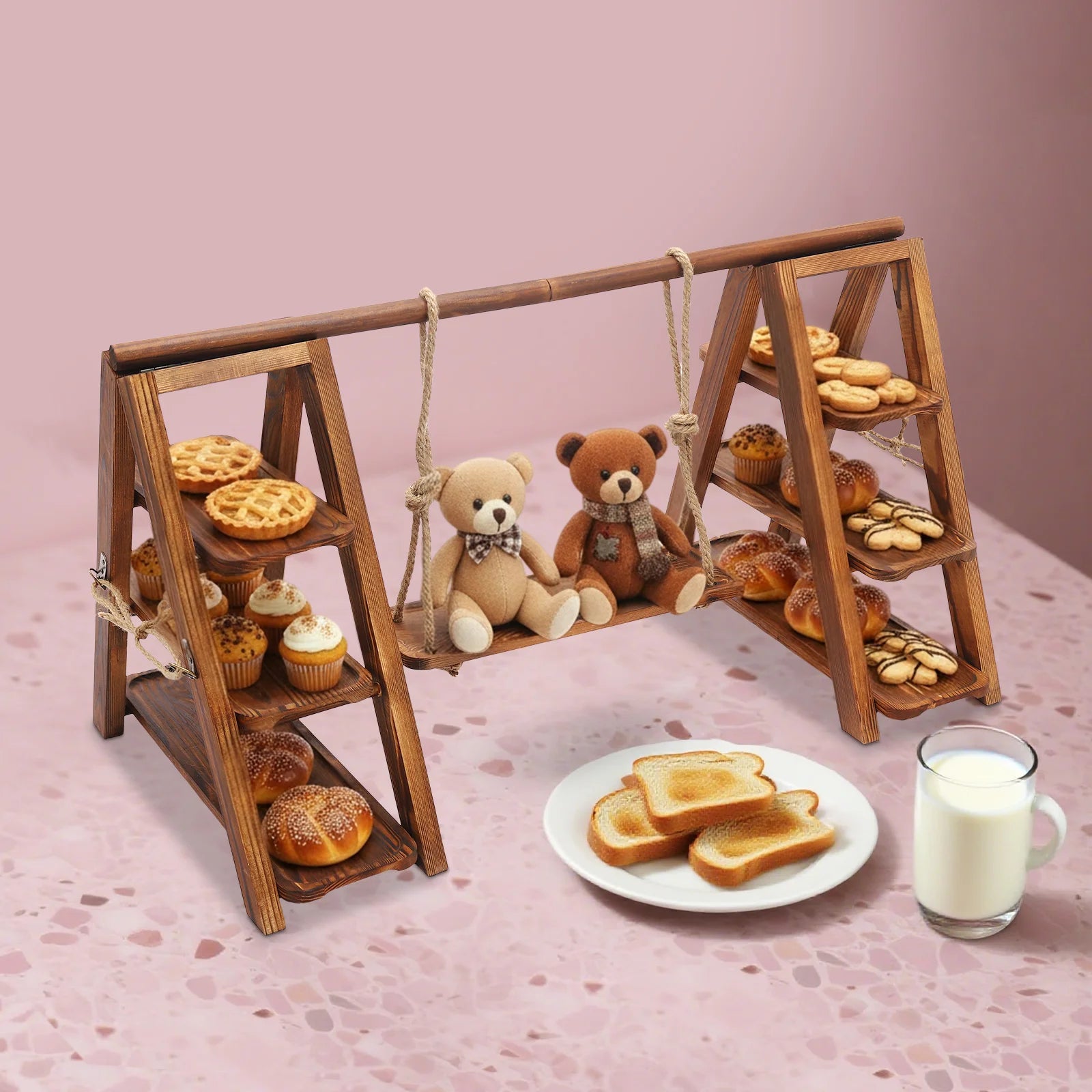 3-Tier Wooden Cake Stand Tray, Dessert Cakes Serving Tray