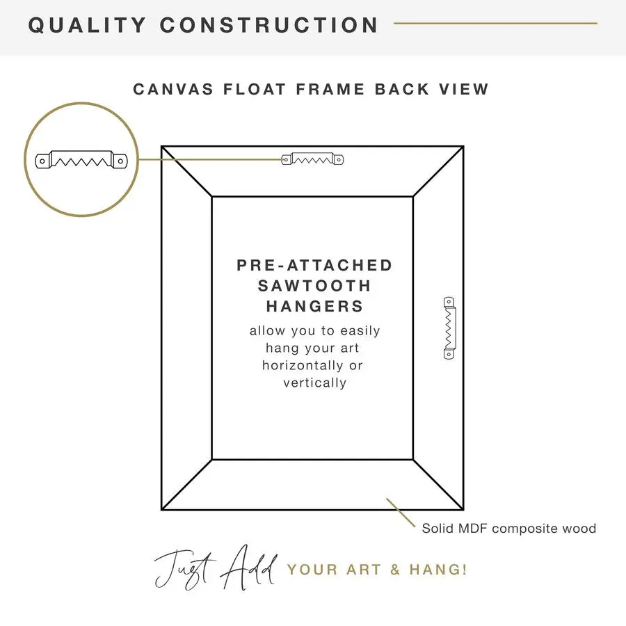 Canvas Float Walnut Wood Frames 24x30 for , Vertical and Horizontal with Adhesive