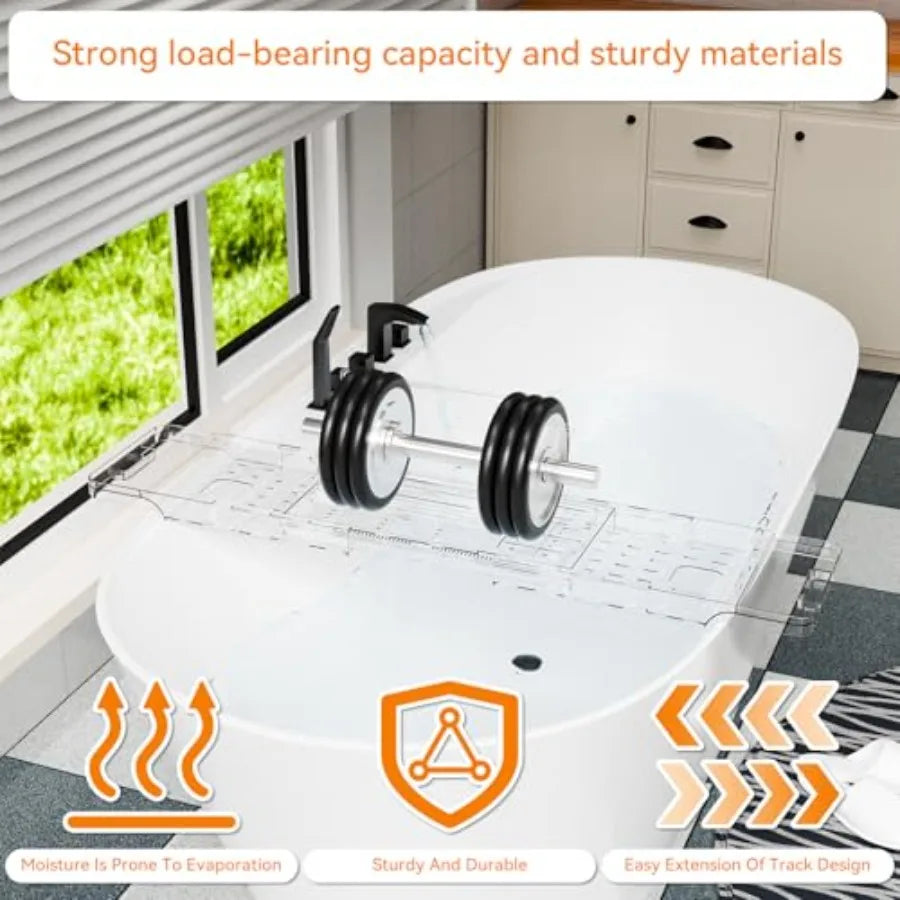 Luxury Clear Plastic Expandable Bathtub Across Shelf