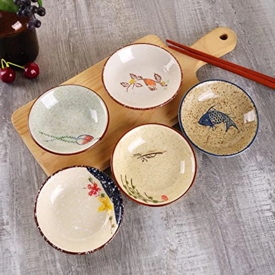 Japanese Retro Porcelain Side Dish Ceramic 5 pc set