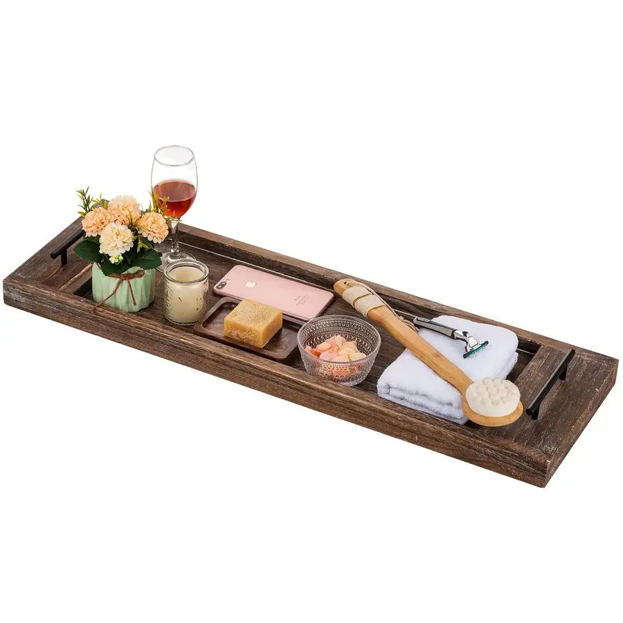 Bathtub  Extra Lg Wood Tray Bath Caddy  Rustic