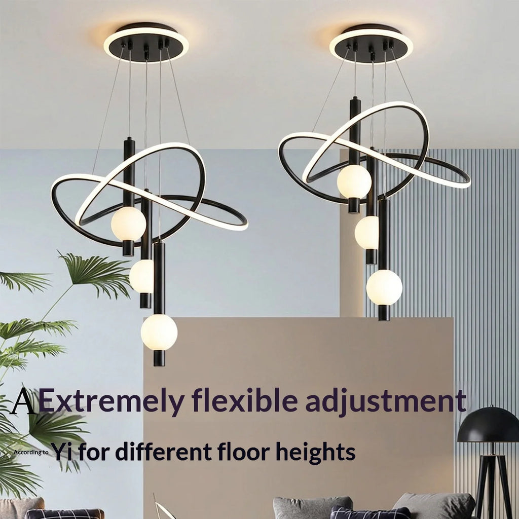 Lollipop-shaped LED pendant light, with three adjustable light colors, remote control/switch operation, and adjustable height;