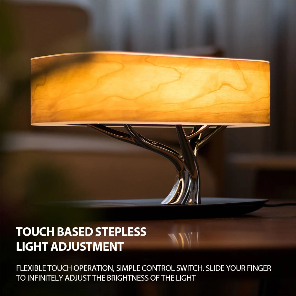 Wireless charging speaker, ambient light, adjustable brightness, touch control lamp for bedroom