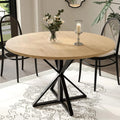 47" Round Dining Table for 4, Wood Top & Heavy-Duty Metal Pedestal