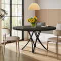 Round Dining Table, 47-Inch Wood Large Farmhouse and Modern Kitchen Table for 4-6 People with Gray Frame