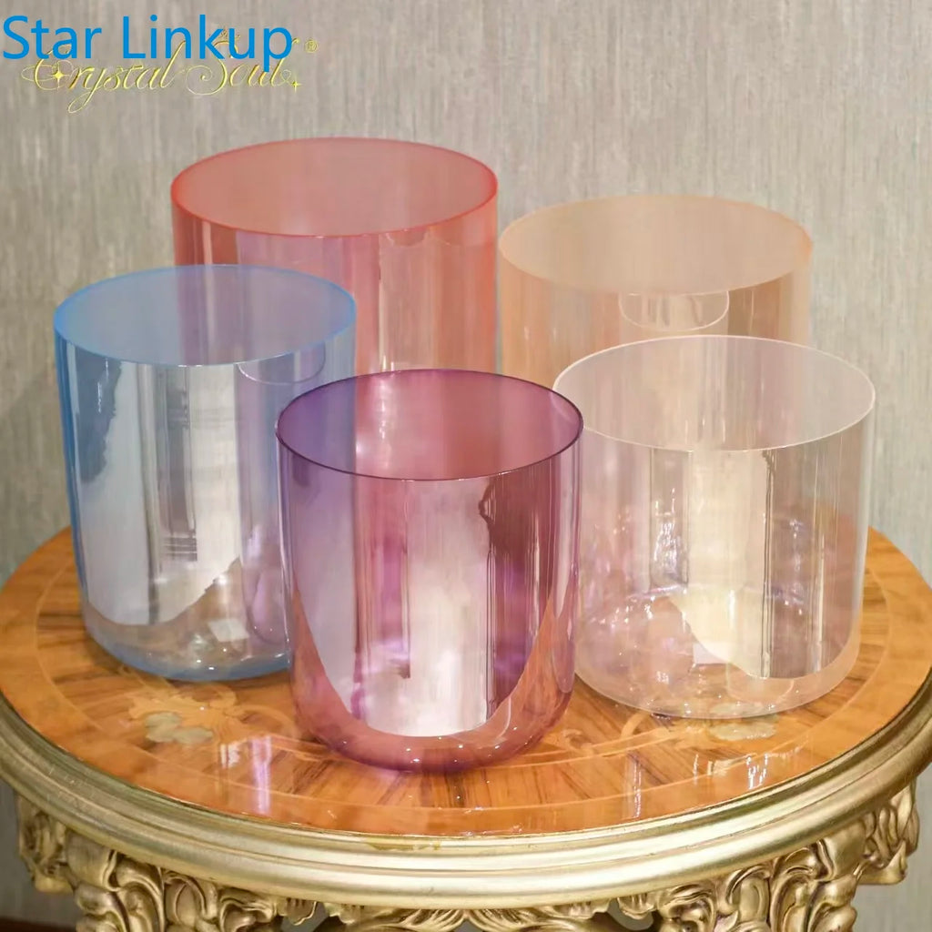 Flash Sale 7-8.5" Five Element Pearl Gradient Quartz Bowl Set for Meditation