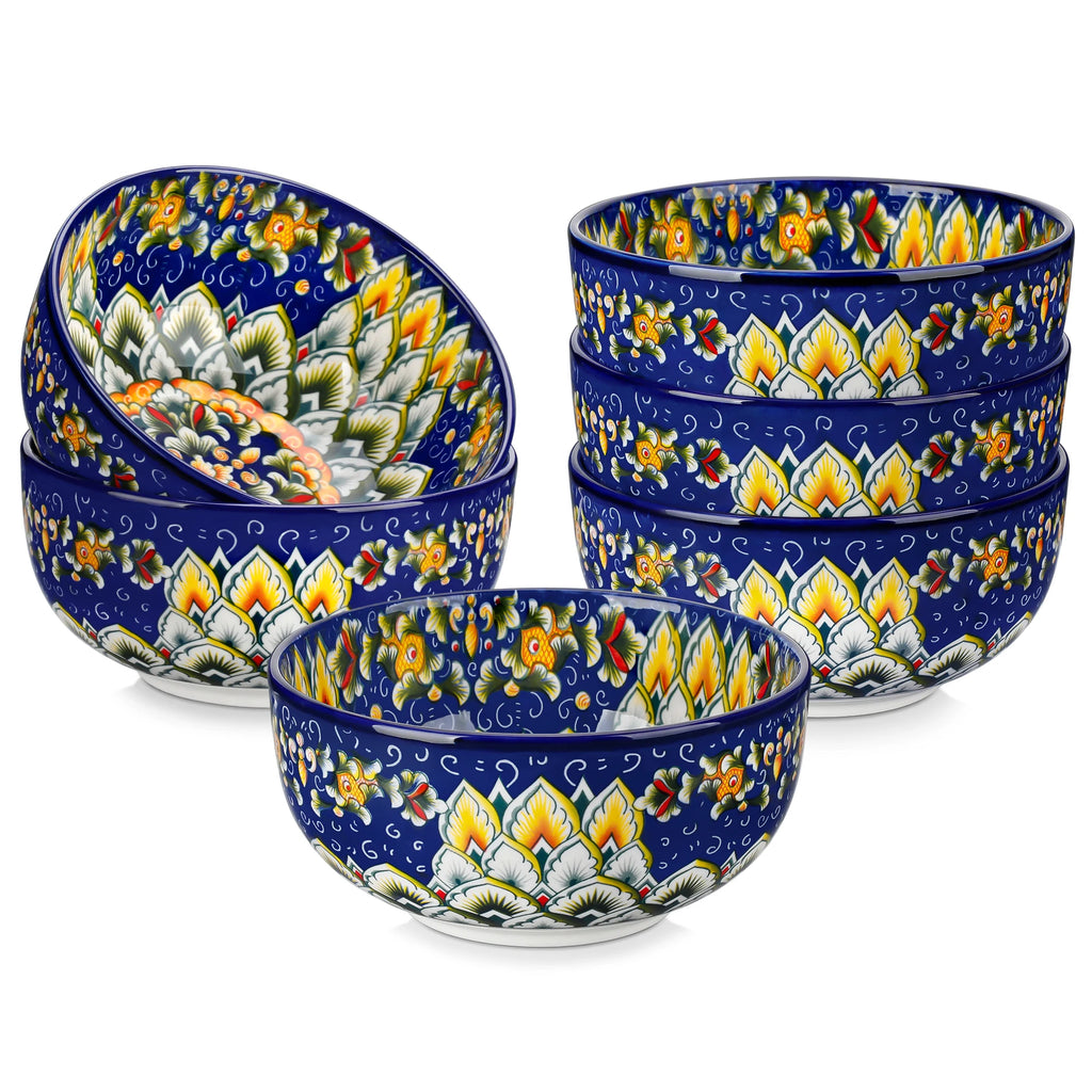 6/12 Piece Cereal Bowls Set 28 Oz Ceramic  Bohemian style
