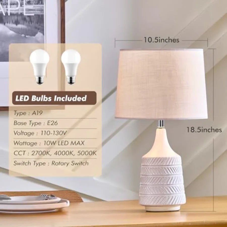 Ceramic Table Lamps Set of 2, Decor Farmhouse Lamps f, 18.5"