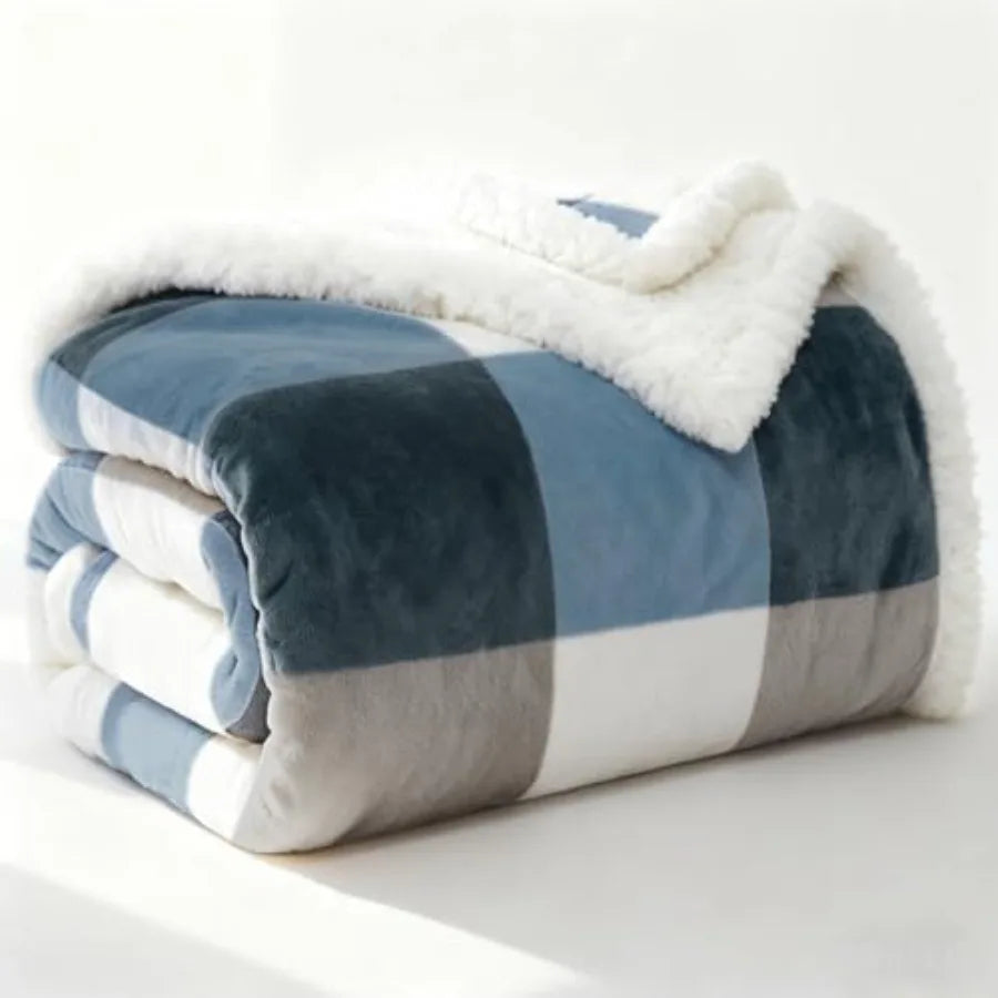 Sherpa Fleece Throw Blanket 60" x 80" Reversible Plush Fluffy Large Big Blanket
