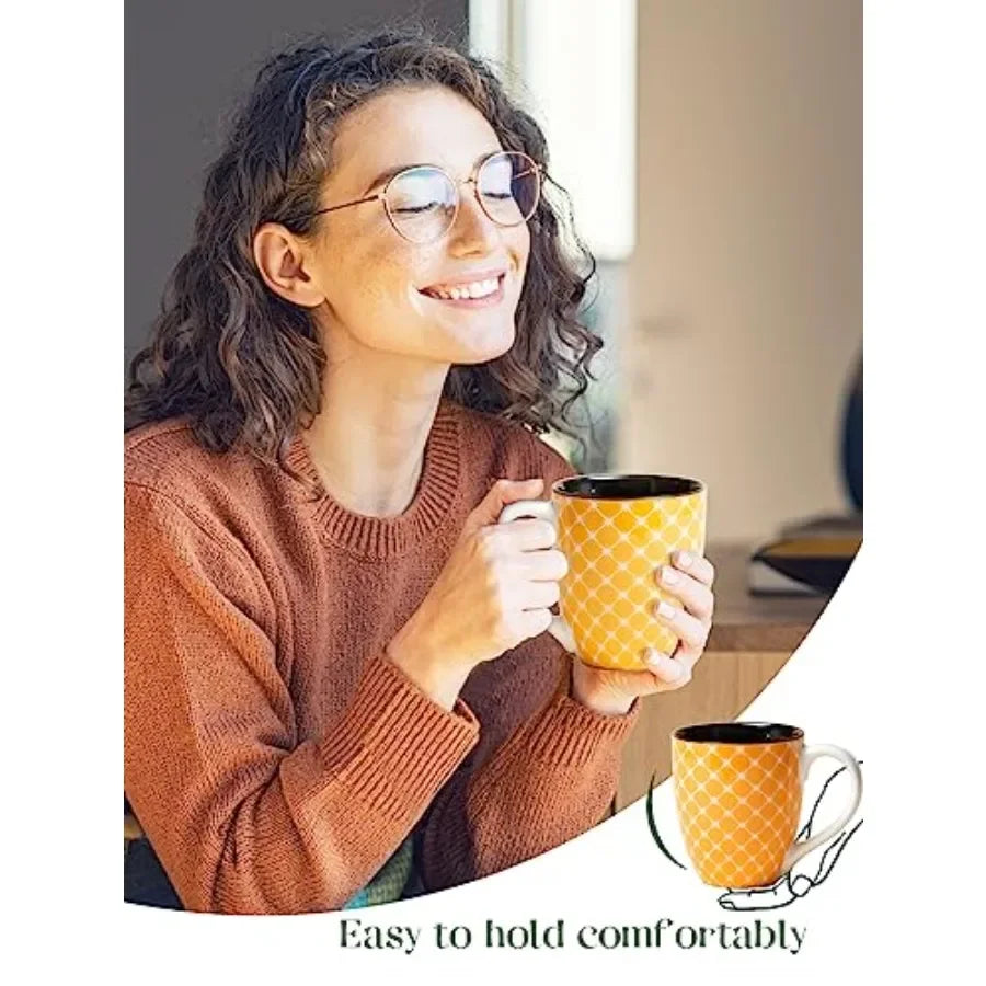Coffee Mugs Set of 6, Large Porcelain Mug