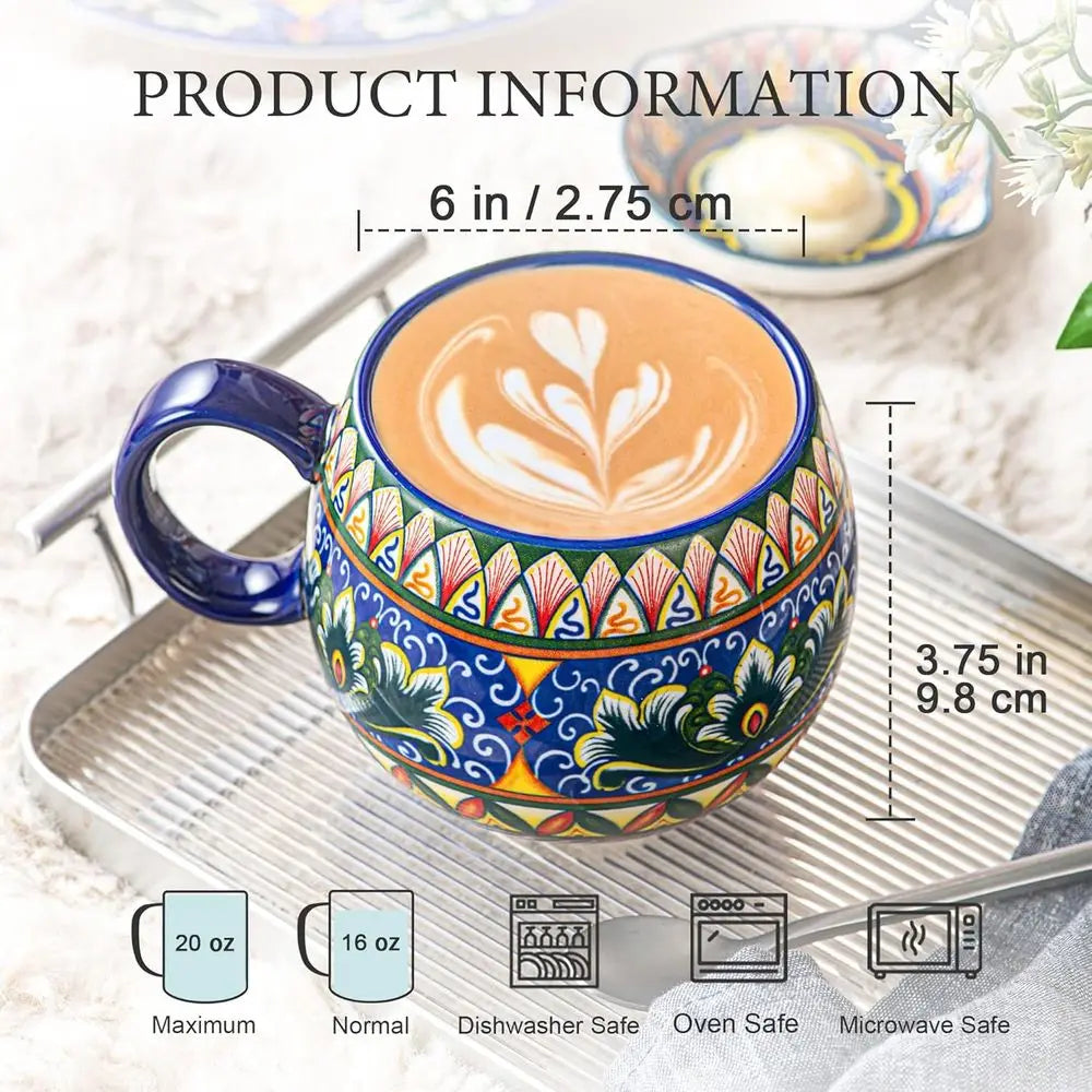 6-Piece 20 oz Colorful Porcelain Mug Set with Handle Microwave and D-washer