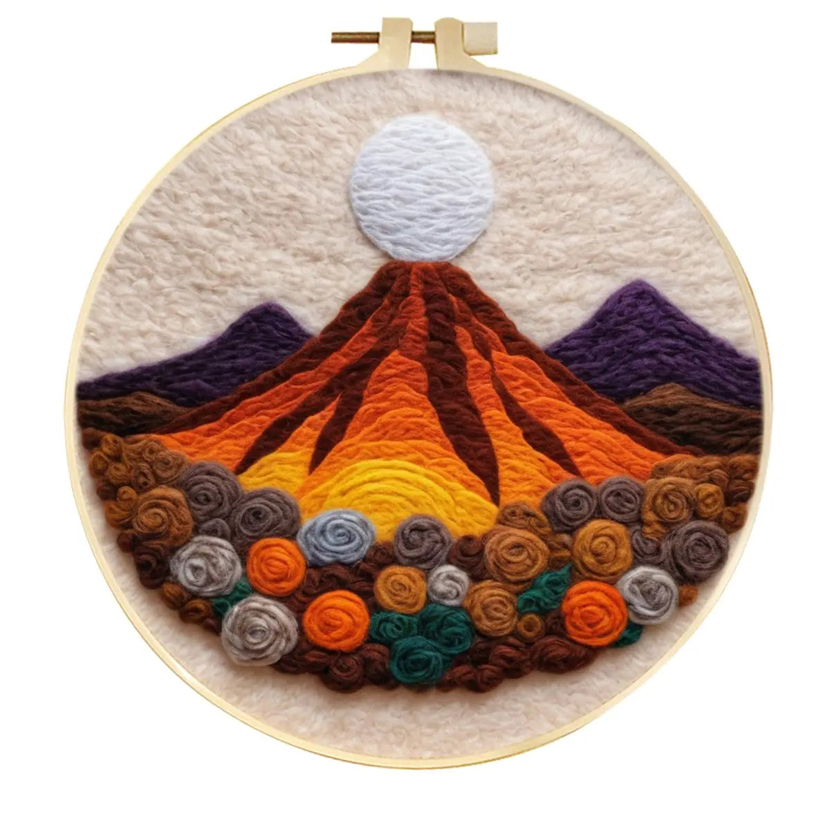 CHENISTORY DIY Wool Felting  Mountain Landscape With Embroidery Frame