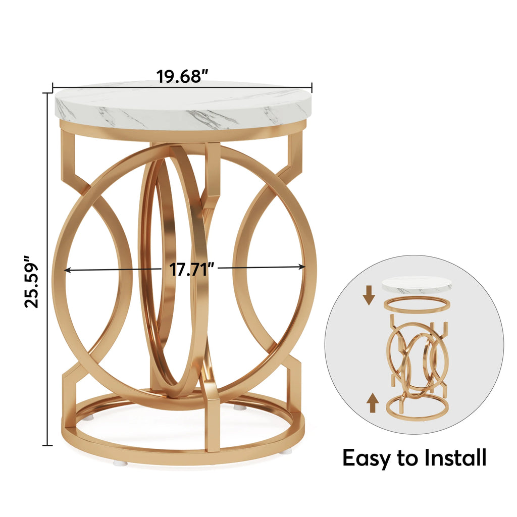 Tribesigns Modern Round Table with Thick Wood Top, 20“