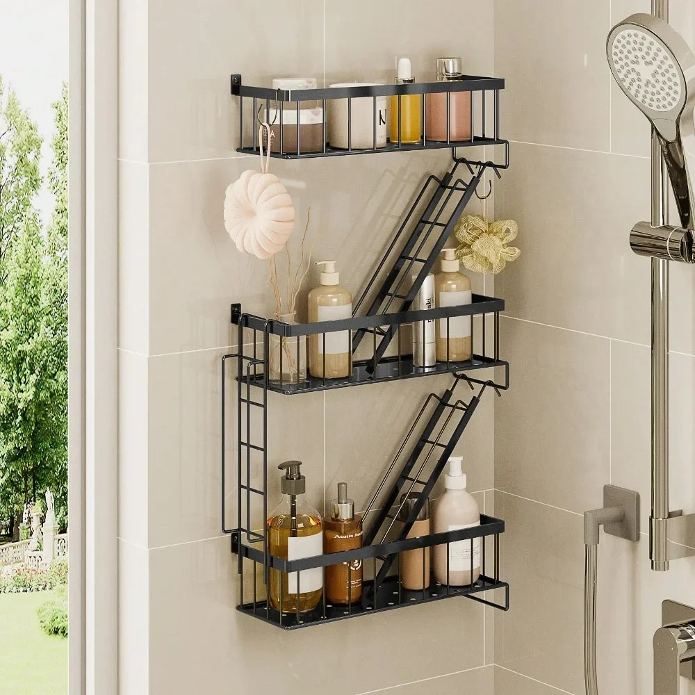 Tier Fire Escape Wall Shelf, Wall Art Ladder Shelf, Black Metal Shelves