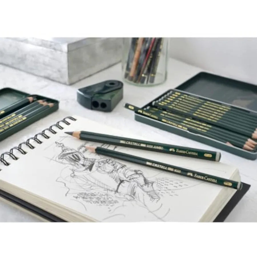 5 Piece Quality Water-Soluble Graphite Aquarelle Pencils in a Tin, Including HB, 2B, 4B, 6B and 8B, Grey