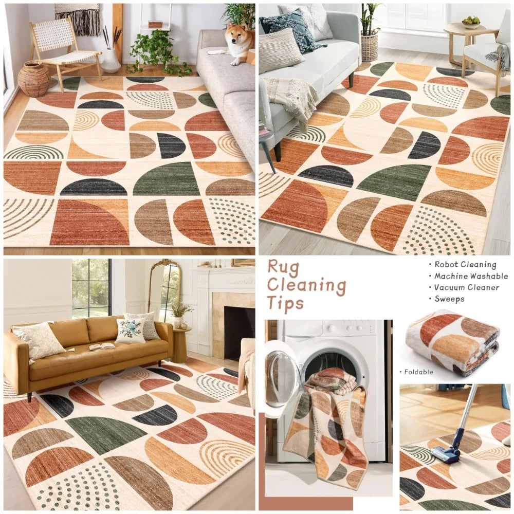 5x7 Area Rugs Washable,Boho Rugs for Living Room Bedroom Dining Room,Large Throw Floor Carpet Non