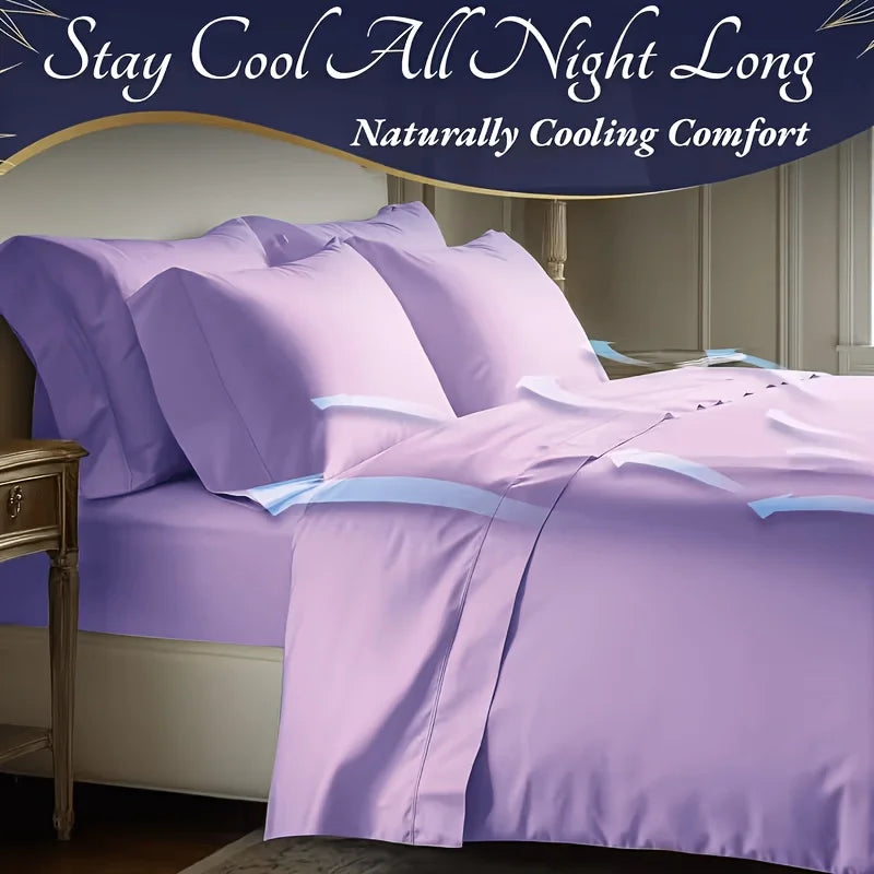 4pcs Bamboo Cooling Bedding - Extra Deep Pocket Breathable And Cooling  Sheet And Fitted Sheet -
