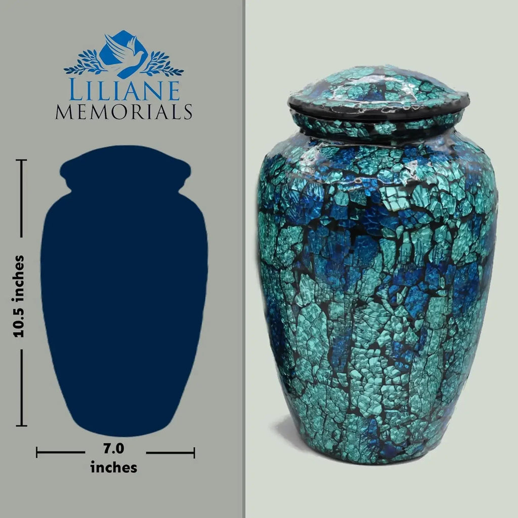 Handmade Mosaic Glass Cremation Urn   Large Adult Size