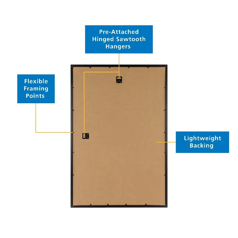 20x30 Picture Frame – Black Rounded Profile Wall Photo Frame