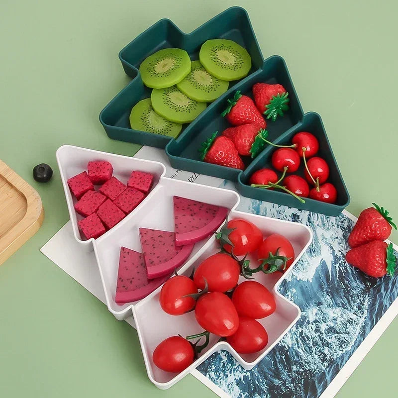 5PCS Christmas Tree Serving Tray Plastic