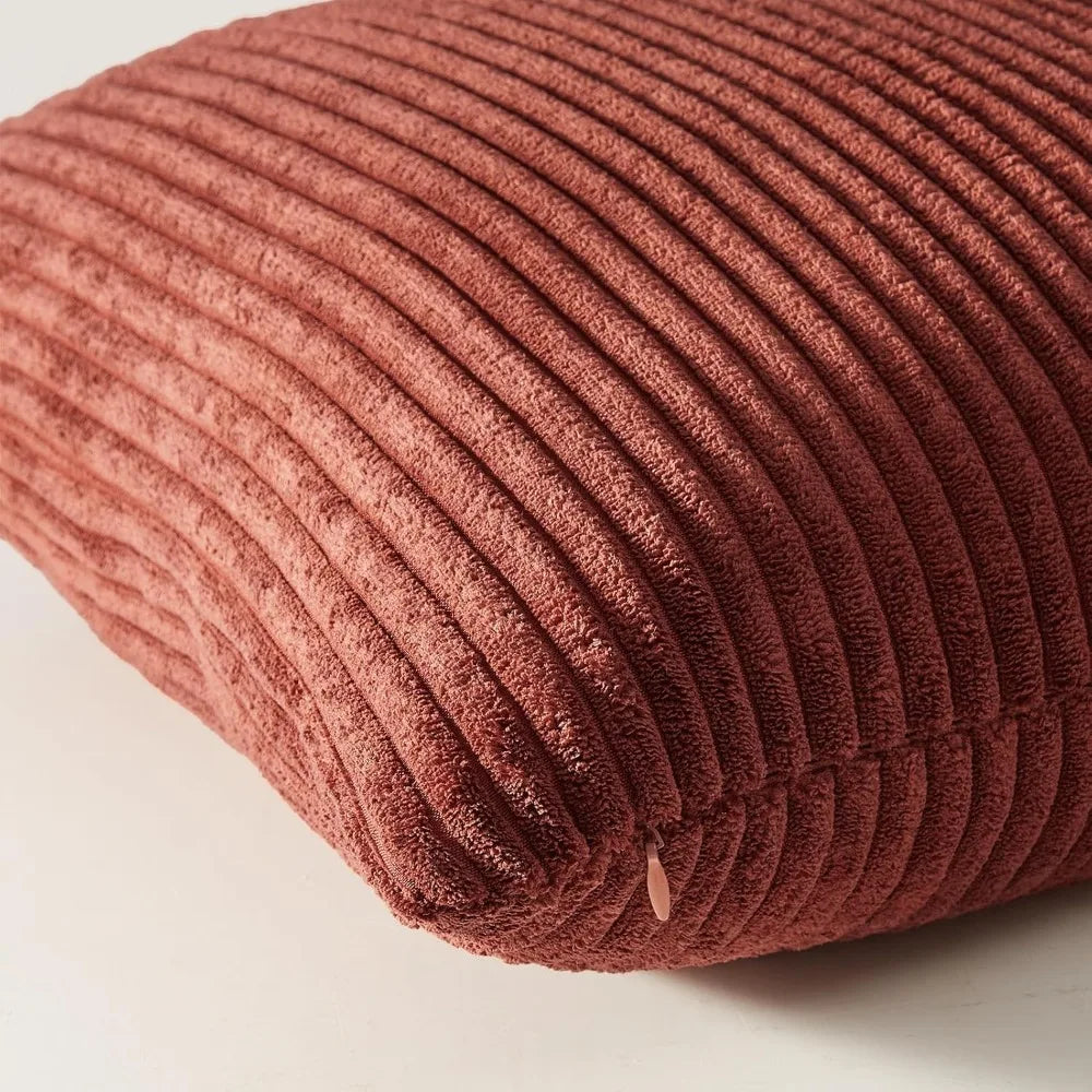 Corduroy Throw Pillow Covers 18x18 Set of 4, Gradient Striped Square Cushion Case for Couch Sofa