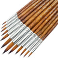 12pcs Premium Artist Synthetic Nylon Paint Brush Set  Round Pointed Tips for Acrylic, Watercolor, Oil & Gouache