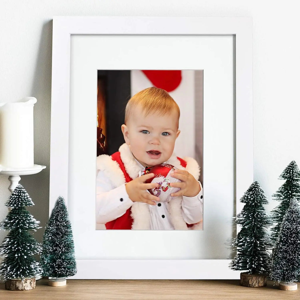 11x14 Picture Frames Set of 4, Solid Wood with Plexiglass, 5x7 and 8x10 with Mat or 11x14 without Mat