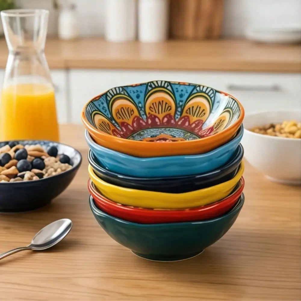 6pcs Bohemian Ceramic Small Dish 4.5 Inch - Multi-Use