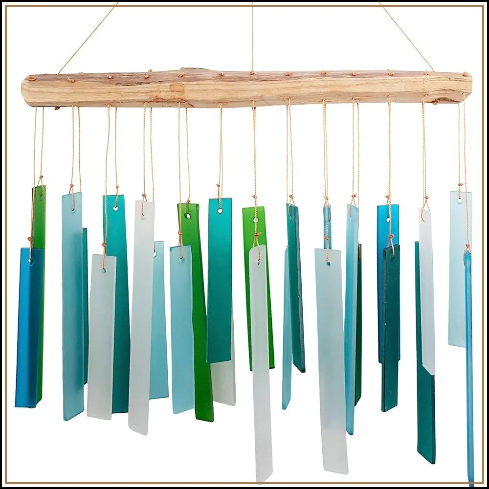 Handcrafted Sandblasted Sea Glass & Driftwood Wind Chimes