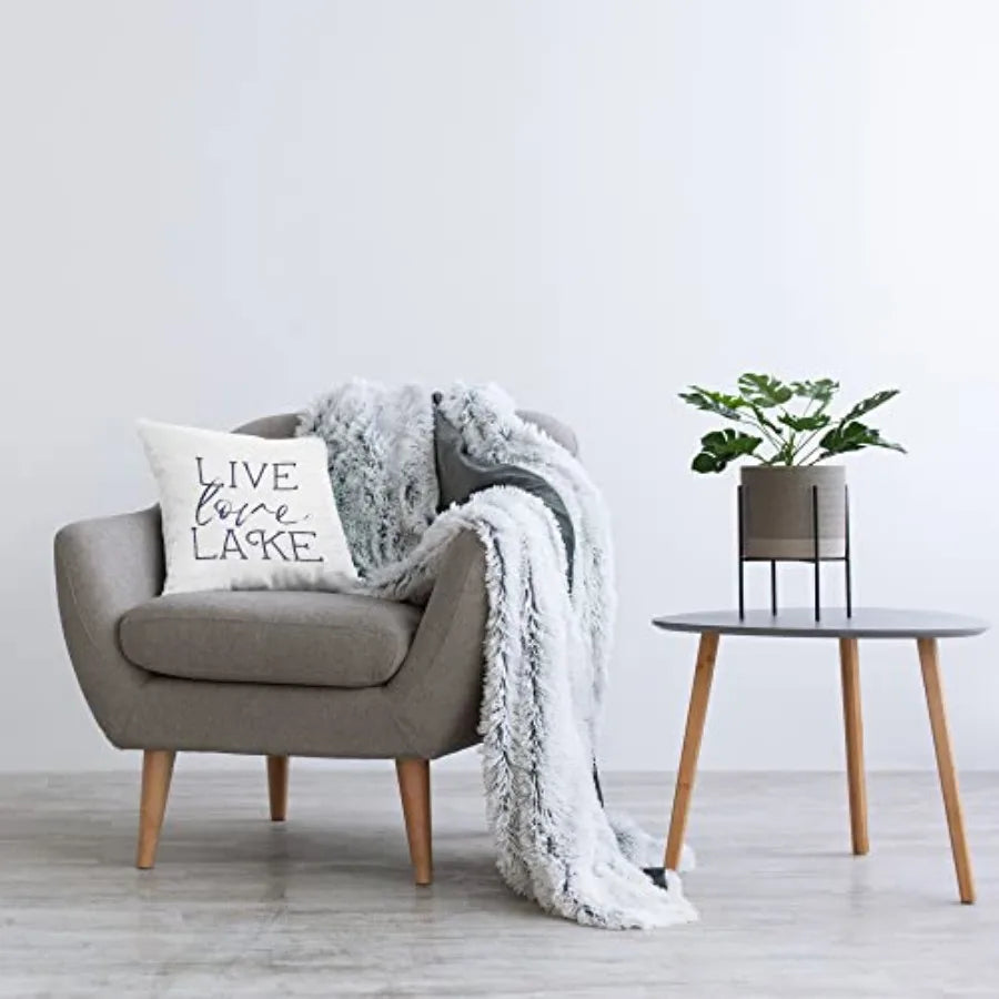 Live Love Lake Rustic Throw Pillow 18 x 18 Off- White