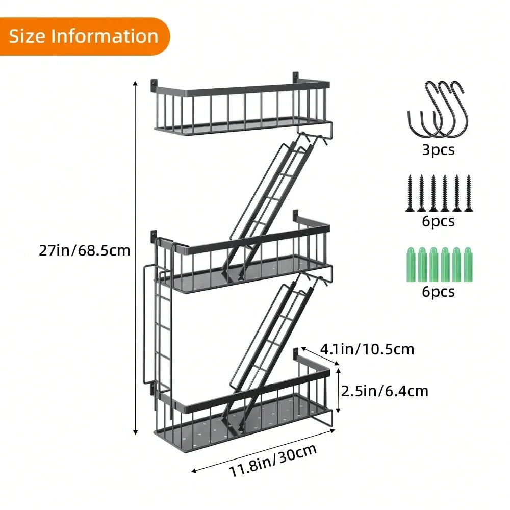 Tier Fire Escape Wall Shelf, Wall Art Ladder Shelf, Black Metal Shelves