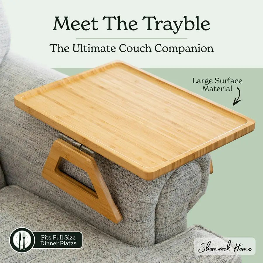 Bamboo Tray Couch Arm Table, Clip On  for multi-use