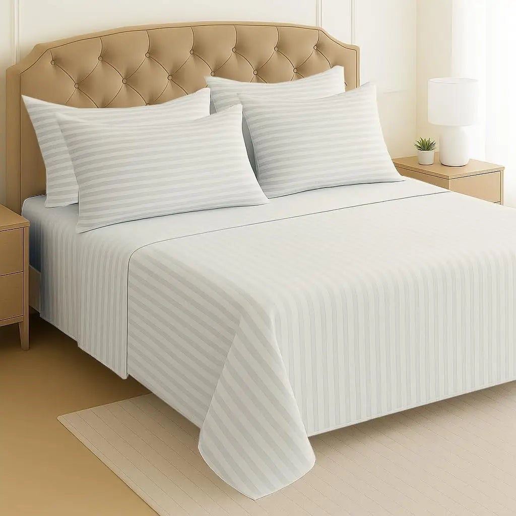 King Sheet Set 6 Piece, 100% Egyptian Cotton, 18 Inch Deep Pocket Fitted Sheet, Soft & Breathable Bedding with 4 Pillowcases