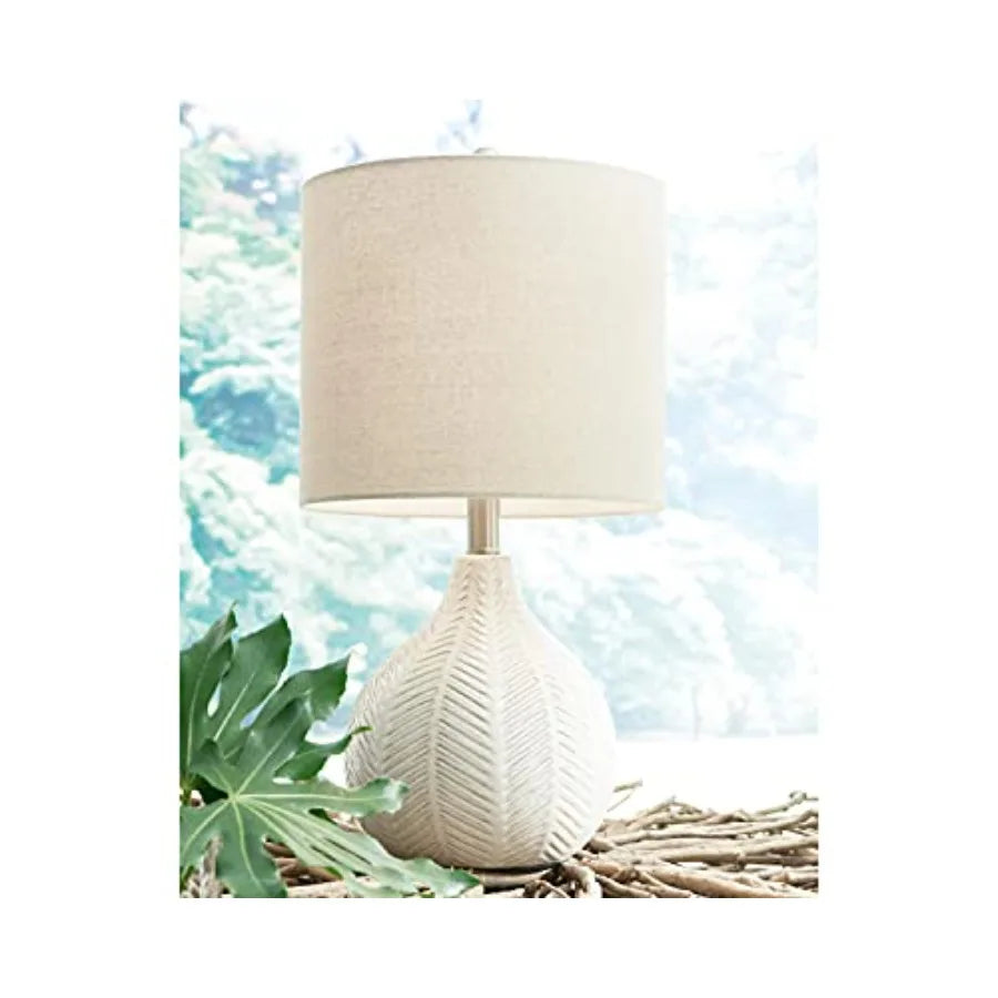 Ceramic Table Lamp, Transparent Glaze Finish, Drum Hardback Fabric Shade, 11" W x 11" D x 21" H, Off
