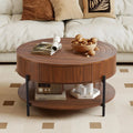 2-Tier Rustic Circle Table with Storage Shelf