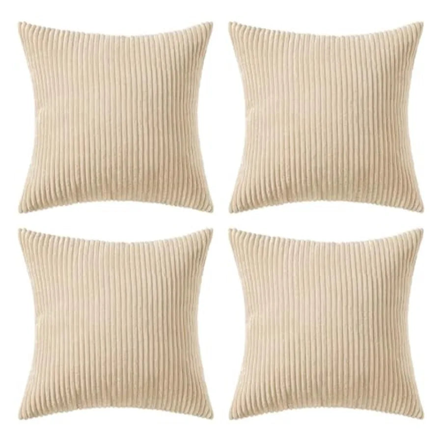 Boho Farmhouse Throw Pillow Covers 18x18 Inch Set of 4 Modern Nordic Cushion Covers Soft Corduroy